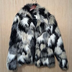 H&M Faux Fur Coat Size 2